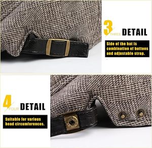หมวกเบเร่ต์สั่งทำขายส่ง สไตล์อังกฤษ หมวกเบเร่ต์ผ้าฝ้าย แฟชั่นสำหรับทุกเพศ สไตล์ศิลปิน ทรงแบน ปรับขนาดได้ เหมาะสำหรับกิจกรรมกลางแจ้งในฤดูหนาว - Product Image 3