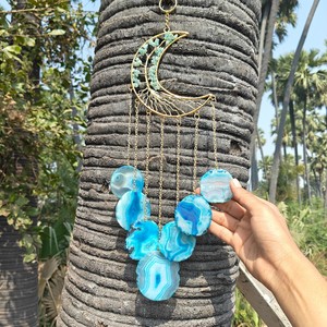Handmade Blue Agate Moon Shape Wind Chime for Home Decoration Wholesale - Product Image 5