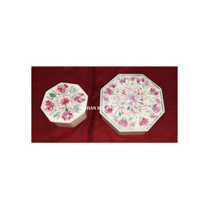 Gorgeous Amazing Decorative White Marble Handmade Best Flower Design Inlaid Jewelry <b>Boxes</b> for Gifting Purpose - Product Image 6