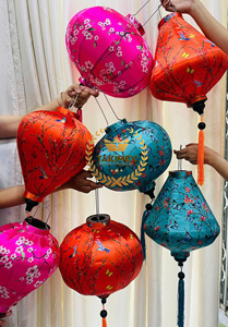 Linternas de seda impermeables al aire libre, linterna de Festival tradicional vietnamita, linterna de seda tradicional de Vietnam colorida de Año Nuevo - Product Image 3