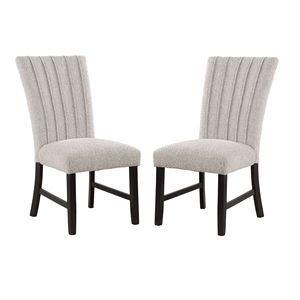 Set di 2 Sedie da Pranzo Contemporanee in Tessuto Bouclé Grigio con Gambe in Legno Nero, Stile Unico e Moderno - Product Image 1