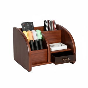 Wooden Desk <b>Organizer</b> with <b>Drawer</b> Multi Functional for Pens Pencils Remote Office Home Tabletop Decor - Product Image 1
