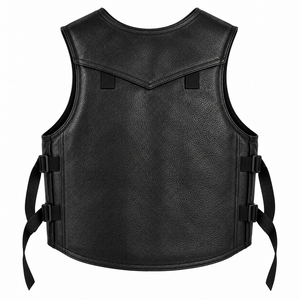 Gilet d'équitation en cuir de vache véritable, protection contre les chocs pour la pratique du rodéo, gilet en cuir pour l'équitation de style western. - Product Image 4