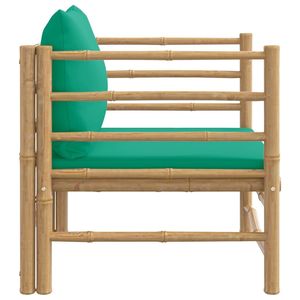 Canapé de jardin individuel avec structure en bambou vert naturel et chaises de jardin en polyester - Product Image 4