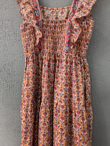 Vestido Estampado a Mano con Bloques, Estampado Floral, Hecho a Mano en India, Vestido de Algodón con Estampado de Bloques, Vestido de Capas para Mujer - Product Image 5