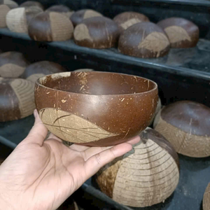 Bol en noix de coco naturel fait à la main, bol en coquille de noix de coco écologique, bol de cuisine durable, bol de service pour la nourriture et la décoration - Product Image 3