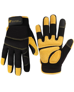 Guantes de trabajo de lana negros y amarillos hasta la muñeca, multifunción para exteriores, estilo sarga, térmicos, con detección de agujas, casuales, para las cuatro estaciones. - Product Image 1