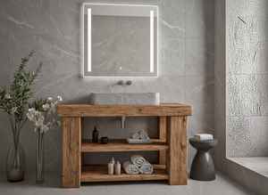 Mueble de Baño de Madera Maciza con Lavabo Individual y Estantes Abiertos, Mueble Elegante para la Decoración Interior del Baño - Product Image 3