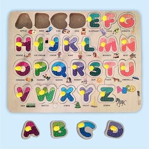 Jouets de puzzle en bois ABC TOFANI pour enfants |   Tableau d'apprentissage éducatif |   Plateau d'alphabet en bois coloré pour les tout-petits de 2 ans et plus | - Product Image 4