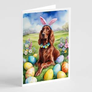 Irish Setter Easter Egg Hunt Paquete de tarjetas de felicitación Whimsical A7 Tamaño 5x7 Tarjetas de notas en blanco con sobres Paquete de 8 - Product Image 1