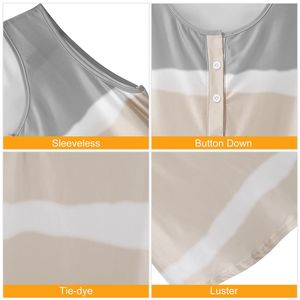 Canotta Estiva da Donna Senza Maniche, Ampia con Bottoni, Stile Gilet, Tie-Dye, Taglie Forti - Product Image 4