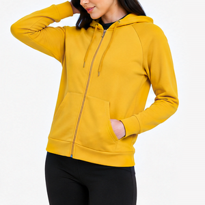 Sweat-shirts à capuche zippés de performance supérieure pour femmes, taille standard, respirants, sportifs, athlétiques, pour la gym et la course, avec logo personnalisé - Product Image 1