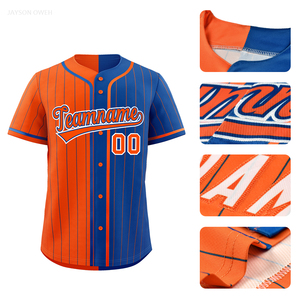 Maillot de baseball personnalisé uni avec fermeture boutonnée, empiècements contrastés, haute qualité, tenue d'équipe OEM, vente en gros, usage scolaire, grandes tailles, 100% coton - Product Image 1