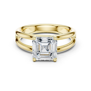 แหวนเพชรทรง Asscher คุณภาพเยี่ยม ผลิตด้วยมืออย่างประณีต ฝังเพชรเพาะเลี้ยงในทองคำ 14k สีเหลืองทอง สไตล์หรูหรา สำหรับผู้หญิง - Product Image 1