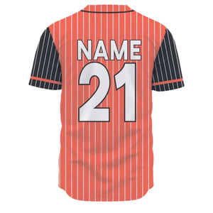 Camiseta de Béisbol Personalizada para Hombre, con Rayas Naranjas, Botones, Manga Corta, Transpirable, Absorbente de Humedad, Uniforme de Softbol para Equipos - Product Image 3