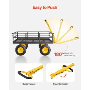 Carrello da Giardino in Acciaio Resistente da 1200 Libbre, Rimorchiabile 2-in-1, Carro Utilitario in Metallo per Esterni, Rimorchio da 13 Iarde per Campeggio - Product Image 6