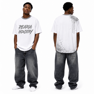 Jean large délavé pour homme, coupe oversize, style streetwear, marque personnalisée - Product Image 4