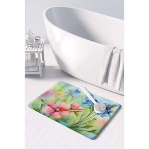 アラスカ水彩Forget-me-notsメモリーフォームバスマットマシン洗濯可能抗疲労キッチンラグコンフォートクッション - Product Image 3