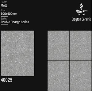 กระเบื้องปูพื้นเคลือบด้านเซรามิกเคลย์ตัน ขนาด 600x600 มม. กันลื่น ทนกรด ผลิตที่กูร์กุฎ อินเดีย สำหรับตกแต่งภายใน/ภายนอก - Product Image 2