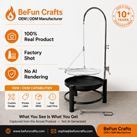 Barbecue suspendu réglable avec trépied, foyer, grille de cuisson pivotante en acier inoxydable, brasero extérieur robuste pour charbon de bois