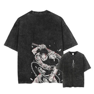 Custom T-Shirt <b>Men</b> Oversized Acid Wash Vintage Hip Hop Style Print Your Own Logo Summer Black T-Shirt Unisex 100% Cotton - Product Image 1