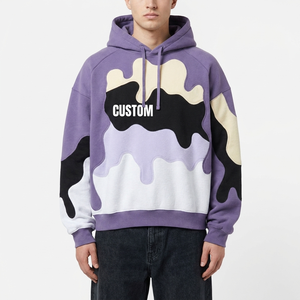 Sweat à capuche tendance pour homme en molleton de coton, coupe oversize, style streetwear, avec empiècements color block, fournisseur B2B de marques privées - Product Image 3