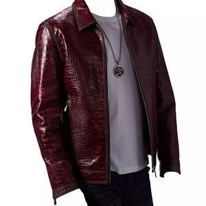 Blouson en cuir bordeaux pour homme, haute qualité, personnalisé, neuf, col montant en toile, imperméable, respirant, hiver, à capuche - Product Image 2