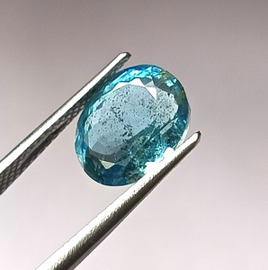 Aigue-marine naturelle de 3,55 carats, couleur bleu Santa Maria, taille ovale facettée, translucide, pierre précieuse non montée - Product Image 3