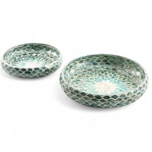Plato Redondo para Servir de Nácar, Hecho a Mano, con Mosaico de Concha de Abulón, Plato Decorativo Profundo - Product Image 4