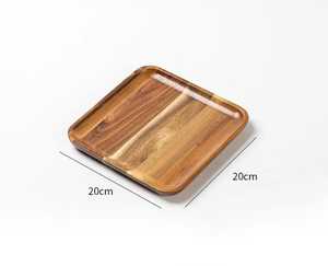 Petit plateau de service carré en bois écologique fait main 20 cm, motif grain naturel moderne, plateau mobile, vente en gros - Product Image 1