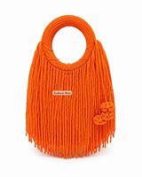 Sac à bandoulière perlé de créateur avec franges à pompons pour femme