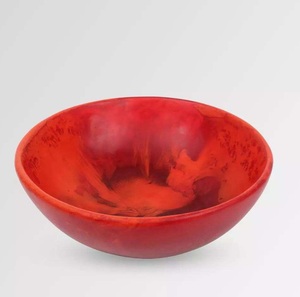 Bol en résine orange fait main à bord festonné, moderne et écologique, pour service de salade et de plats de mariage, vaisselle décorative - Product Image 1
