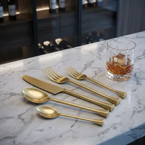 Ensemble de couverts de haute qualité plaqués or, cuillères, fourchettes et couteaux en acier inoxydable pour la maison, l'hôtel et le restaurant 2026 - Product Image 2