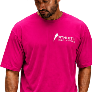 T-shirt surdimensionné pour homme 100 % coton rose framboise, col rond, manches courtes, respirant, décontracté, pour la gym, le streetwear et l'entraînement - Product Image 3