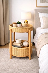 Estante de Almacenamiento de Ratán, Objeto Decorativo Ideal para Baño, Cocina, Dormitorio y Organización del Hogar con Estilo Natural Decorativo - Product Image 3