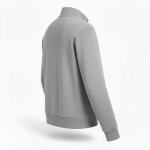 <b>Men's</b> Winter Half Zip Fleece <b>Pullover</b> Sweatshirt Eco-Friendly Knitted Stand Collar Pocket Design Customizable Sweatshirt - Product Image 4