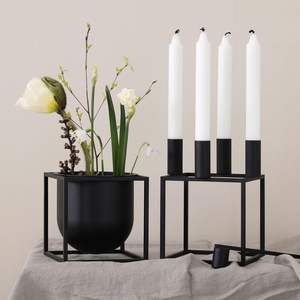 Candelabros de Primera Clase para el Hogar con Soporte para 4 Velas de Té, Marco Rectangular de Hierro, Acabado en Polvo Negro Decorativo - Product Image 5