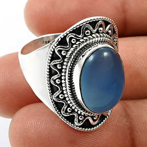 Trendy Classic Natural Chalcedony Gemstone Ring 925 Sterling <b>Silver</b> <b>Top</b> Grade Quality Handmade <b>Silver</b> Jewelry At Factory Price - Product Image 3