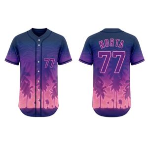 Maillot de baseball bleu roi dégradé, imprimé à dégradé vertical, en polyester lisse, uniforme de performance pour les équipes sportives scolaires - Product Image 3