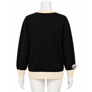Cárdigan de punto para mujer, rosa y blanco, con cuello en V, manga larga, bolsillos, estilo preppy, largo regular, abotonado, venta al por mayor - Product Image 5