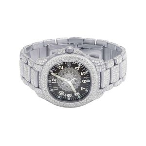 Elegante Reloj de Lujo para Hombre con Cristal de Zafiro y Moissanita Plateada, Movimiento ETA, Caja de Reloj de Cuarzo Analógico, Resistente al Agua 10m, con Pedrería - Product Image 3