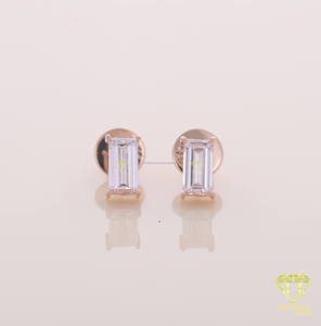 Emerald Cut Moissanite Diamond <b>Stud</b> Earrings 925 Sterling <b>Silver</b> Rose Gold Plated Solitaire Earrings For Women Fine Jewelry - Product Image 5