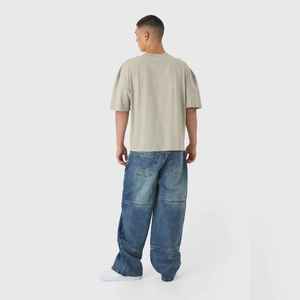 Manufacturer Direct Men's Wholesale Breathable Casual Dark Straight Solid Denim Jeans Embroidery for Summer Autumn Winter - Product Image 3