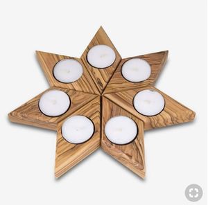 Porte-bougie rond en bois, fait main, décoratif, porte-bougie unique, décoration en bois d'acacia - Product Image 1