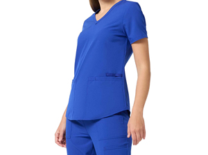 Ensemble de blouses d'hôpital en coton tissé bleu roi à col en V pour femmes avec poches et détection d'aiguilles - Product Image 3