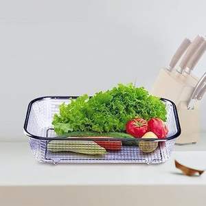 Cesta de drenaje de acero grande con bandeja de goteo, soporte de secado de cocina, cesta de malla rectangular para fregadero, escurridor de frutas y verduras de malla, 12*8.5*3CM - Product Image 3