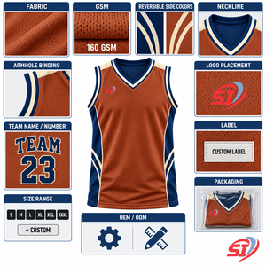 Maillot de basket-ball réversible respirant sans manches à col en V pour homme, personnalisé, en mesh, pour les matchs et les entraînements - Product Image 5