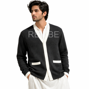 Suéter Cárdigan de Estilo Minimalista para Hombre, Tejido de Algodón, con Botones, Ropa Casual de Invierno, Cómoda para Uso Diario - Product Image 4