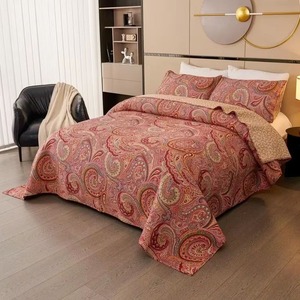 Nouvelles couvertures de lit style moderne, tailles King et Queen, 3 pièces, motif imprimé, broderie, tissu velours, 300 fils au pouce carré, imperméable - Product Image 3