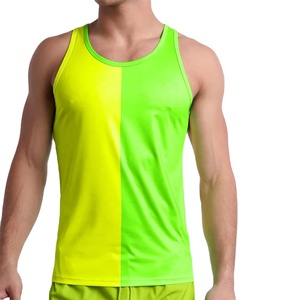 Summer Casual Wear Men Colorblock Tank Top Green <b>Yellow</b> Sleeveless Shirt Quick-Dry Lightweight <b>Fabric</b> Tank Top For Everyday Wear - Product Image 1